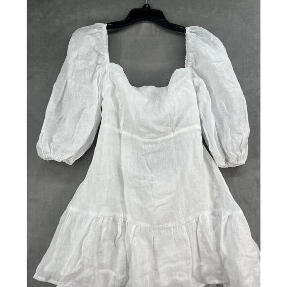 Rumer The Label Mia Mini Dress Size Medium White 100% Linen - Picture 3 of 10